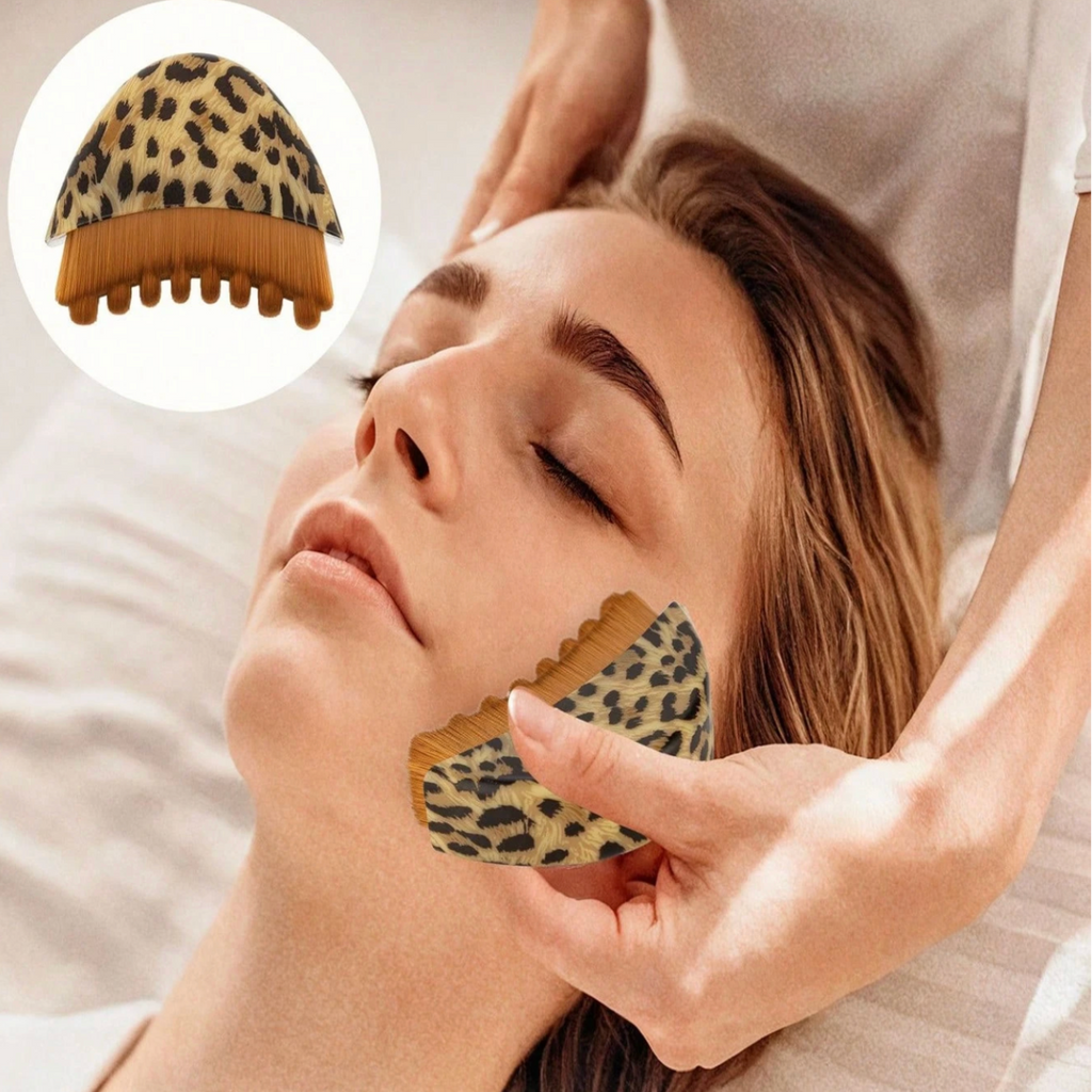 The Basics Lymphatic Drainage Brush – Dry Body Brush for Skin Exfoliating, Cellulite Appearance & Circulation – Lymphatic Body Brush Leopard Design