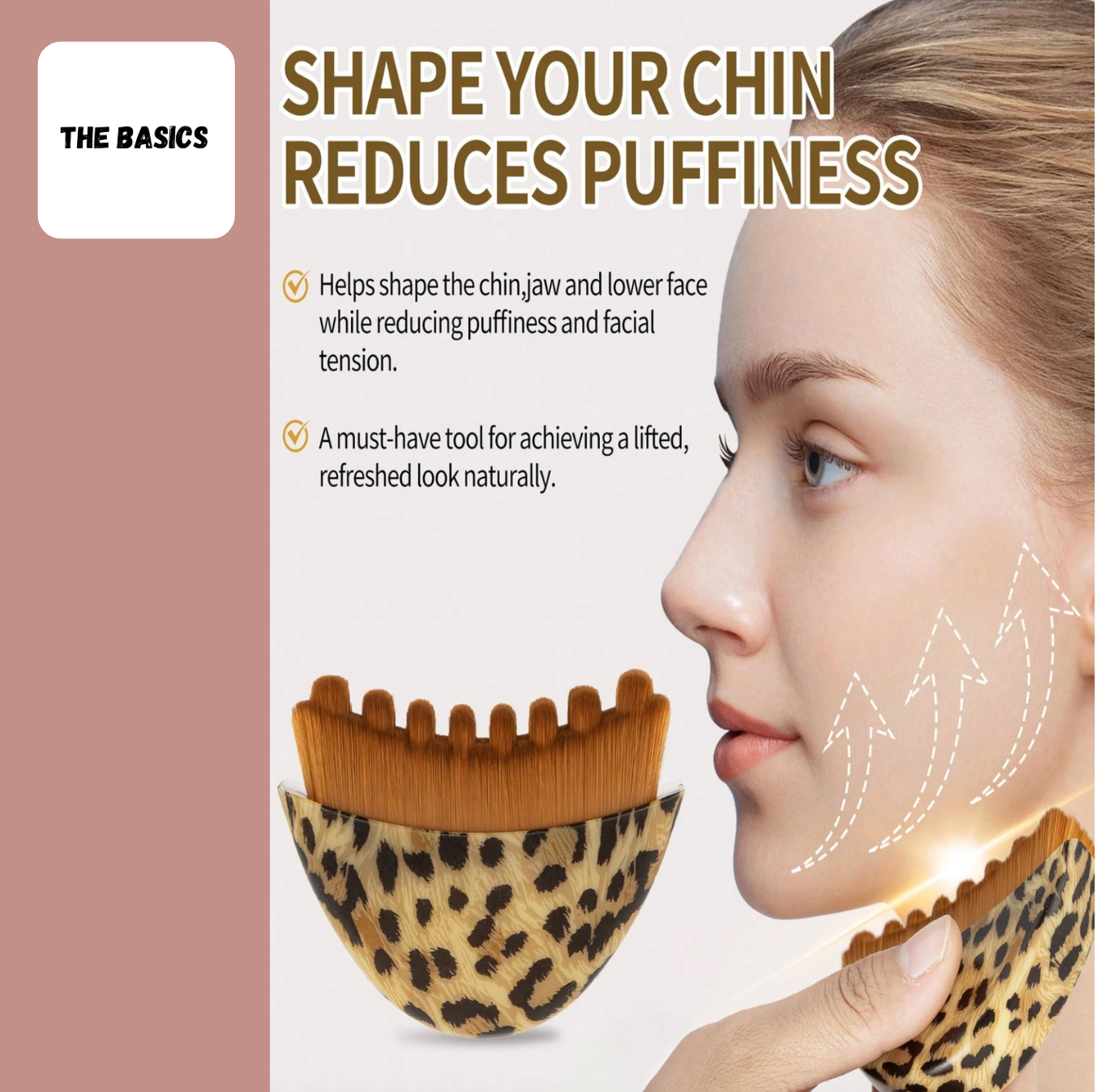 The Basics Lymphatic Drainage Brush – Dry Body Brush for Skin Exfoliating, Cellulite Appearance & Circulation – Lymphatic Body Brush Leopard Design