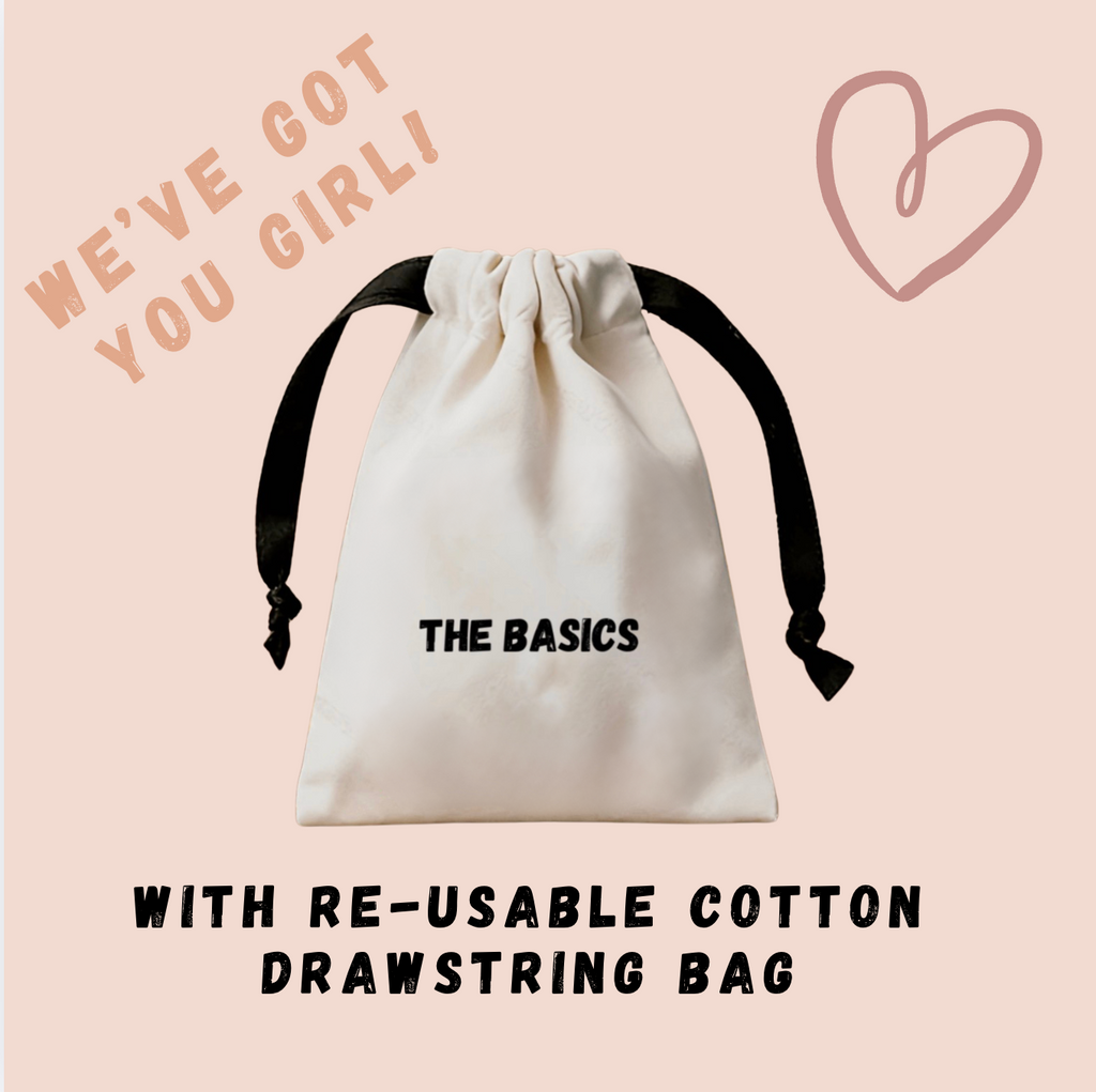 THE BASICS Menstrual Cup Large – Reusable Silicone Period Cup – Tampon Alternative Feminine Hygiene – Heavy Flow Menstrual Cup – Leak-Proof with Cotton Drawstring Storage Bag