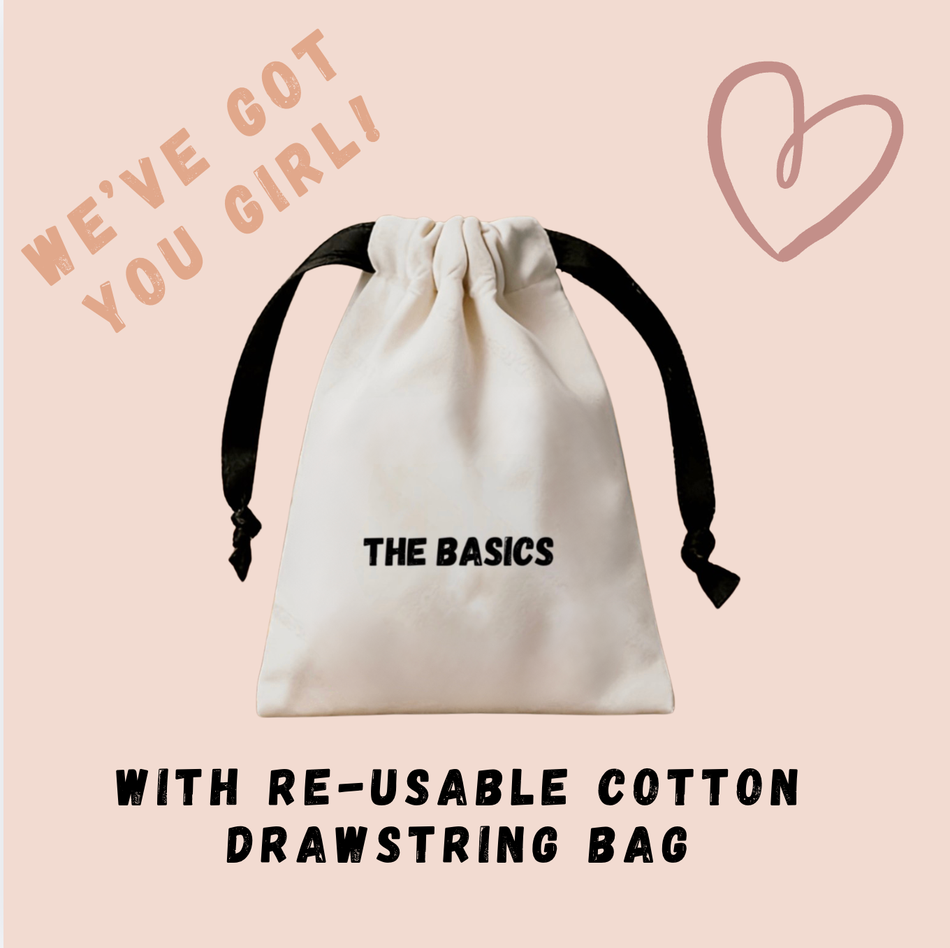 THE BASICS Menstrual Cup Large – Reusable Silicone Period Cup – Tampon Alternative Feminine Hygiene – Heavy Flow Menstrual Cup – Leak-Proof with Cotton Drawstring Storage Bag