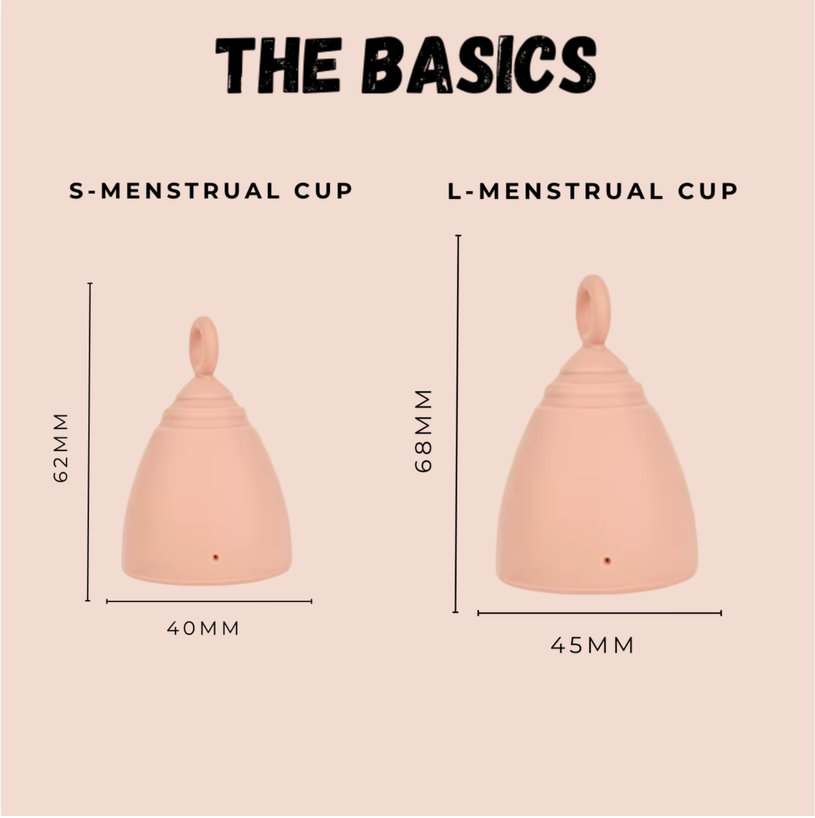 THE BASICS Menstrual Cup Set of 2 – Small & Large Period Cup – Reusable Silicone Menstrual Cups – Tampon Alternative Feminine Hygiene – Heavy & Light Flow with Cotton Storage Bag