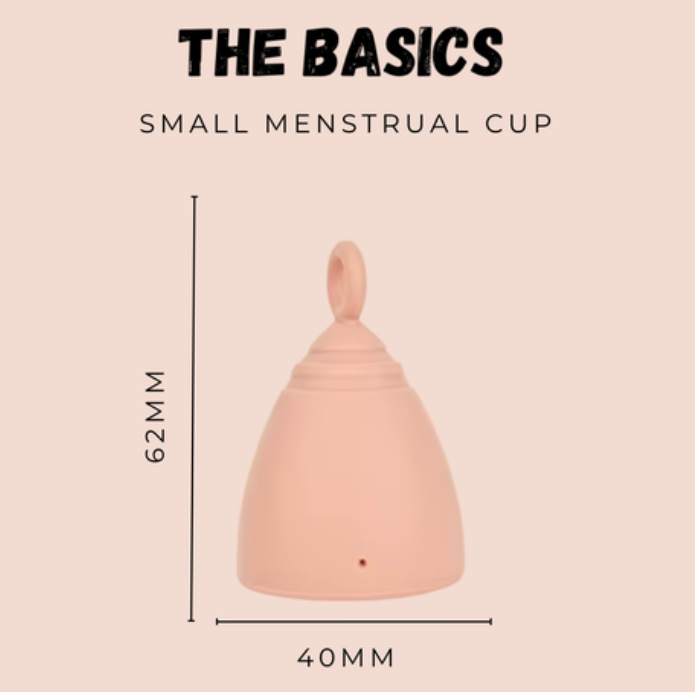 THE BASICS Menstrual Cup Small – Reusable Silicone Period Cup – Tampon Alternative Feminine Hygiene – Light Flow Menstrual Cup for Beginners – Leak-Proof with Cotton Drawstring Bag