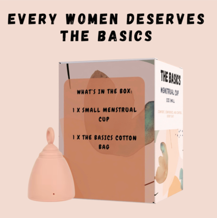 THE BASICS Menstrual Cup Small – Reusable Silicone Period Cup – Tampon Alternative Feminine Hygiene – Light Flow Menstrual Cup for Beginners – Leak-Proof with Cotton Drawstring Bag